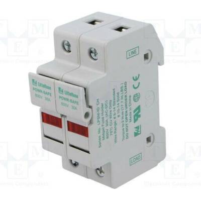LITTELFUSE LPSM0002ZXID Zásuvka; 10x38mm; na přípojnici DIN; 30A; 600V; Póly: 2; bilá