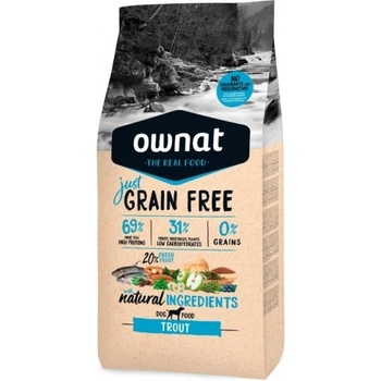 OWNAT Adult Grain Free Trout - Натурална суха храна, БЕЗ ЗЪРНО, за пораснали кучета от всички породи, с 69% месо и риба треска - 14 кг, Испания - 115941