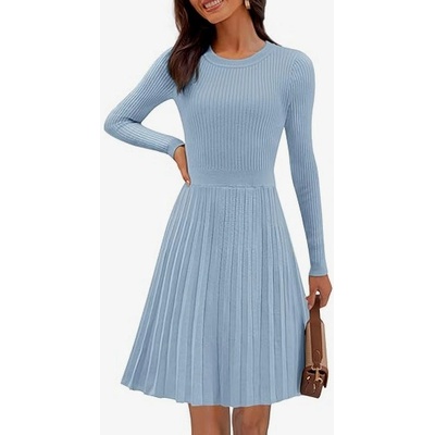 dámské svetrové šaty Ribbed Knit modré