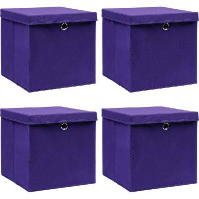 VidaXL úložné boxy s víky 4 ks netkaná textilie 28 x 28 x 28 cm vínová 325188