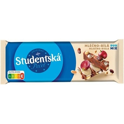 Orion Študentská pečať Mliečna a biela čokoláda s arašidmi, hrozienkami a želé 90 g