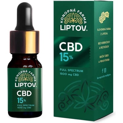 Konopná farma Liptov CBD Konopný olej 15% Full spectrum 10 ml