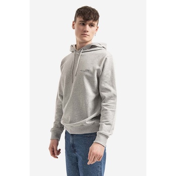 APC Памучен суичър A. P. C. Hoodie Item COEAS-H27672 BLACK в сиво с качулка с изчистен дизайн (COEAS.H27672)