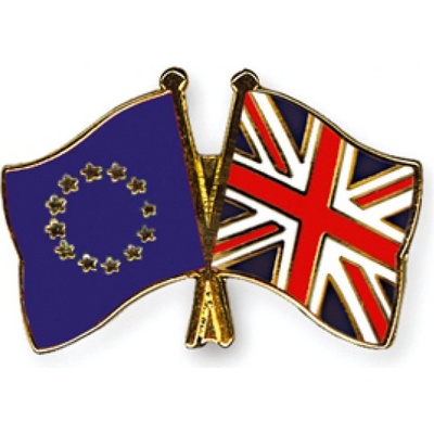 Odznak (pins) 22mm vlajka EU + Velká Británie - barevný