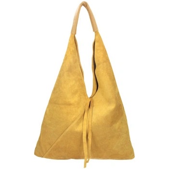 Borse In Pelle kožená velká dámská kabelka Alma žlutá