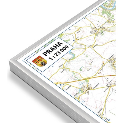 Excart Maps Praha - nástěnná mapa 160 x 120 cm Varianta: mapa v hliníkovém rámu, Provedení: stříbrný rám