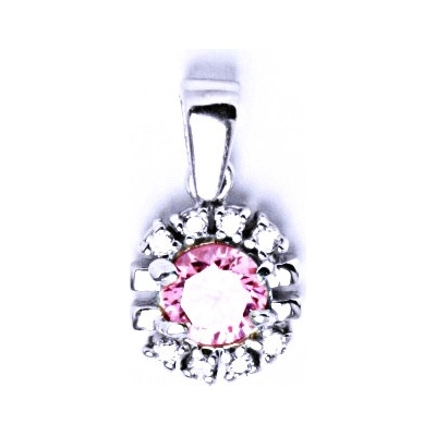 Čištín Stříbrný přívěšek s růžovým zirkonem VP 39 BZ+střed pink