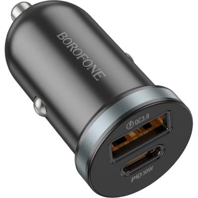 BOROFONE Зарядно за автомобил - Borofone (BZ22 Scenery) - USB + Type-C, Fast Charge, Dual Port, PD30W QC3.0 - Черен