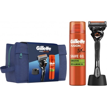 Gillette Cestovní sada ProGlide holicí strojek + Fusion gel na holení 200 ml + stojan