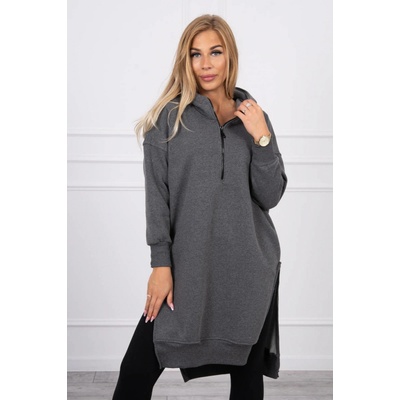 Fashionweek Zateplená dlha mikina s kapucňou Mixy K9301 grafit