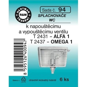 HARTMAN těsnění splachovače WC k napouštěcímu a vypouštěcímu ventilu, sada č. 94