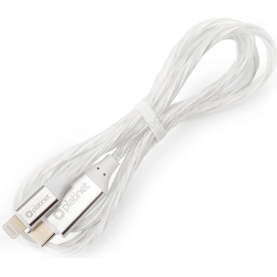 Platinet USB кабел USB-C / Lightning съединител с LED подсветка 27W 1m бял (PL0555)