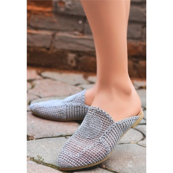 Erbil Shoes Дамски плетени чехли - Сиви #366643 (366643_Светло сиво)