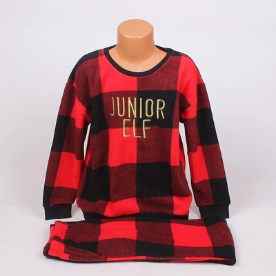 Детско-юношеска коледна пижама с червено и черно каре