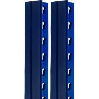 Majster Regál Extra stojiny pre bezskrutkové celokovové regály profilu T 2000x70x40mm modrej farby, 2 kusy