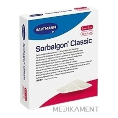 Sorbalgon Classic krytie kalciumalginátové, 5 x 5 cm 10 ks