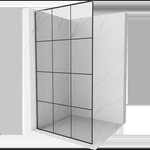 Mexen Kioto L душ преграда Walk-in 120 x 200 cm, черна решетка, матиран никел - 800-120-103-97-77 (800-120-103-97-77)