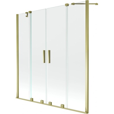 Mexen Velar Duo двукрилен плъзгащ се параван за вана 140 x 150 cm, прозрачен, златен - 896-140-000-02-50 (896-140-000-02-50)