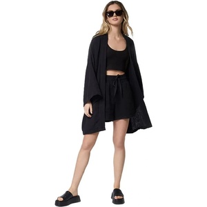 MYSTIC Flare long sleeve kimono - Black (Black)