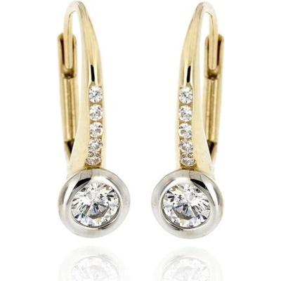 Zlatnictví U Kostela zlaté náušnice s bílými zirkony 311417093