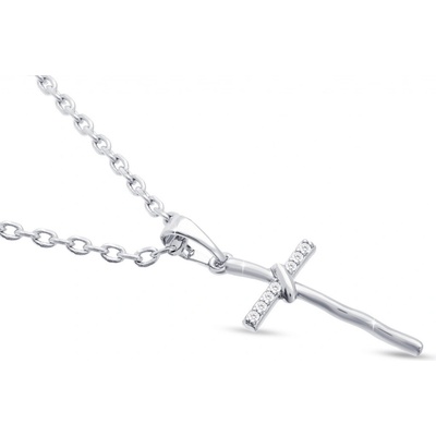 Biju Řetízek z chirurgické oceli klasický s přívěskem, proplétaný křížek se zirkony 3001925