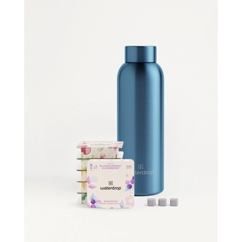Waterdrop Ochutnávkový set s nerezovou metalickou lahví a 18 Microdrinků 600 ml