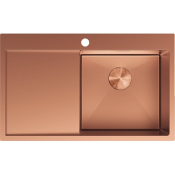 Mexen Exar стоманена мивка с една камера и дренаж, дясна 780 x 480 mm, мед (6434781010P-65)
