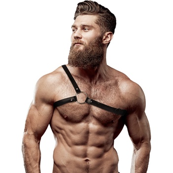 Fetish Submissive Attitude Eco Leather Crossed Shoulder Strap Harness Men