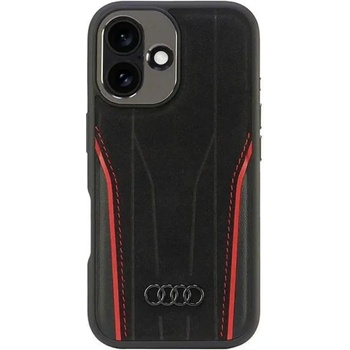 Audi Genuine Leather MagSafe iPhone 16 6.1" black-red hardcase AU-TPUPCMIP16-R8/D3-RD (6955250228459)