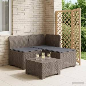 vidaXL Пейка за градина с Cushions във вид на ратан 3-местен ПП (8011903)