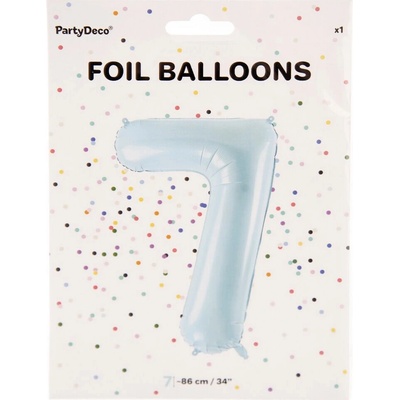 PartyDeco Fóliový balón Číslo 7 svetlomodrý 86cm