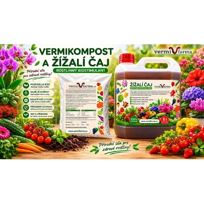 Vermifarma Balíček vermikompost 5 litrů a žížalí čaj 5 litrů