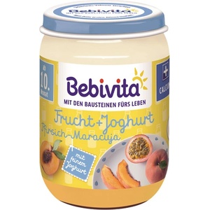 Bebivita Дует Йогурт с плодове - праскова и маракуя 190 гр. - 10 месеца