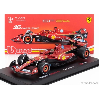 Bburago Ferrari F1 Sf 24 Team Scuderia Ferrari N 16 Winner Italy Monza Gp 2024 Charles Leclerc With Pilot And Showcase Červená Bílá Černá 1:43