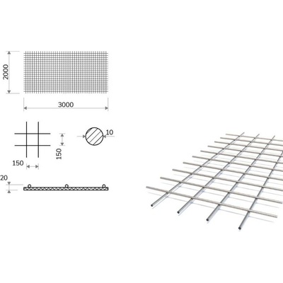 Kari síť s okem 150/150 mm, 2x3 m, průměr 10 mm (KZ70)