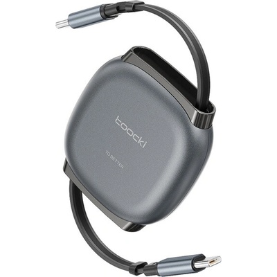 Toocki TQ-X105 výsuvný nabíjecí a datový kabel - USB-C na USB-C - 1 m - šedý