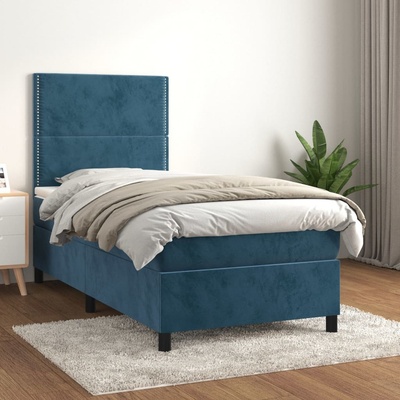 Petrashop 3142951 boxspring postel s matrací tmavě modrá samet