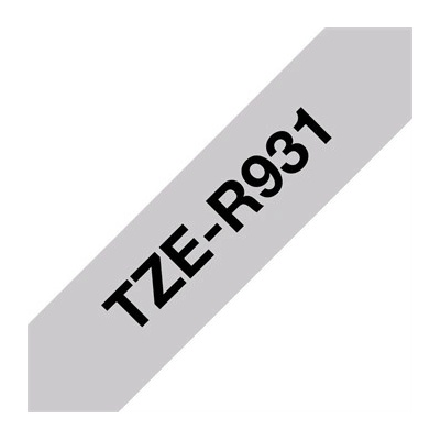 Páska Brother TZE-R931 - originální | černý tisk, stříbrný podklad, textilní, 12 mm