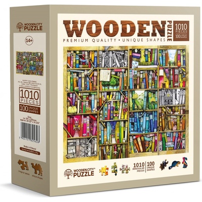 WOODEN CITY Dřevěné Police s knihami o hledání pokladu 2v1 EKO 1010 dílků