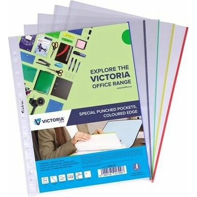 Euroobal s farebným okrajom A4 50 mikronů číry VICTORIA OFFICE mix farieb 25 ks