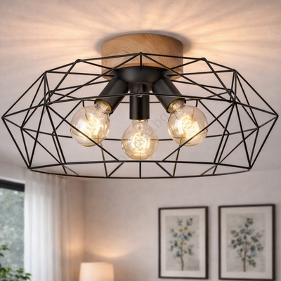 Brilagi - Плафон WOODY BASKET 3xE27/60W/230V Ø 60 см дъб (BG3646)