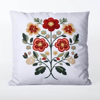 Takoy nepremokavý polyester výšivka kvety červeno zelené-HT-00310 45 x 45 cm