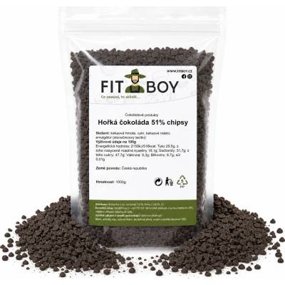FITBOY Horká čokoláda 51% chipsy 1000g