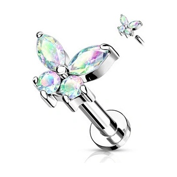 Šperky4U Labreta helix tragus piercing motýlek LB0023AB-1208