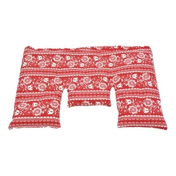 TORF ZIEGLER Krční polštářek s pšeničným zrnem, červeno-bílý folklór, 40 x 25 cm