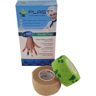 OK-plast Rychloobvaz Bandáž Finger 2,5 cm x 4,5 m 2 ks tělová a tlapky