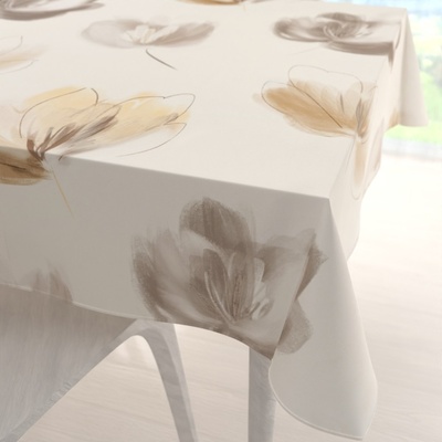 Biante čtvercový ubrus PM-109 Akvarelové tulipány na krémovém 100x100 cm