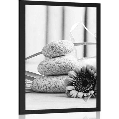 Plakát meditační a wellness zátiší v černobílém provedení - 20x30 white