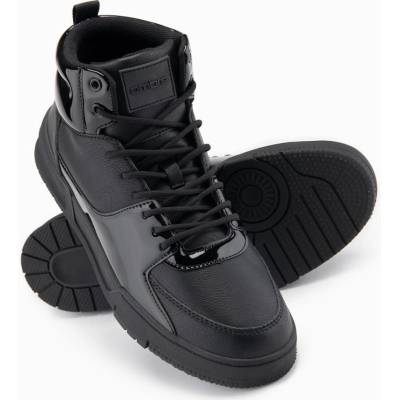 Ombre Men's high boots sneakers with shiny elements black čierna