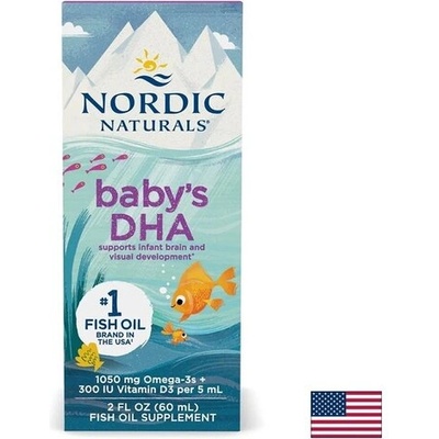 Nordic Naturals Baby' s DHA омега-3 1050 mg + витамин D3 за бебета и деца, 60 ml, Nordic Naturals (53787 NN)